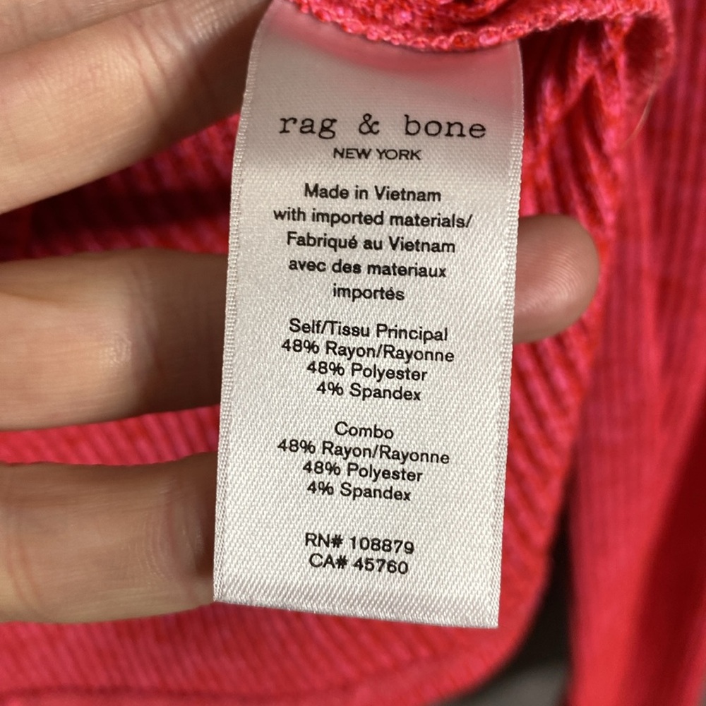 Rag & Bone Heathered Hot Pink Ribbed Long Sleeve Top Women's Small - Picture 5 of 7